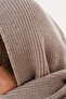 Dark Beige Knitted Shawl with Hood Detail |   Trendy Hooded Scarf - 5