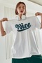 Women's White Nice Pattern Printed Oversized T-Shirt - 3