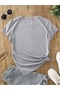 Women's Gray Flower Garden Printed Oversized T-Shirt - 2