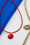 Handmade Glass Red Asymmetric Evil Eye Bead Red Sand Bead Bijouterie Necklace - 2