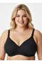 Black Cotton Wire-Free Sponge-Free Polka Dot Patterned Shaping / Sculpting Bra - Wire-Free, Unpadded Comfort Model