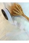 White Linen Ribbon Nopeli̇ Linen Ribbon 20 Mt 2.5cm