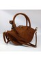 Suede Tan Scarf Detail Women's Bag - 3
