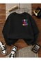 Women's Black Now or Never Printed Oversized Crew Neck Sweatshirt - 2