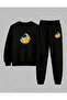 Children's Crew Neck Sweatshirt - Tracksuit Set Unisex Keyifci Astronot Ba Printed Threaded Ribbed