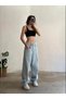 Layal My Jean Buckle Detail Loose Relaxed Fit Wide Leg Baggy Jeans Denim Jeans Pants - 2