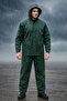 Green 2-Piece Raincoat Set with 0.32 Micron Thick Pockets, Hooded Zippers and Snaps (Top+Pants) - 2