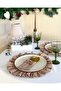 6-Piece Sienna Linen Round Ruffle Detailed American Dinner Plate/Soup Plate Brown - 2