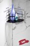 Single Adhesive Bathroom Shower Corner Shelf – Adjustable Crystal Shelf (Stick-On/Screw-On) Chrome-Black - Lk-0 - 3