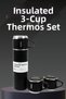 Stainless steel thermos set with 3 cups vacuum thermos set 500 ml up to 12 hours heat preservation