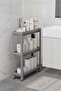 Gray Wheeled Rectangular 3-Tier Shelving Unit - Bathroom Kitchen Organizer Shelf (Grey)
