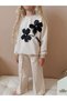 Yigit Boutique Flower Applique Embroidered Long Sleeve Girls Bottom Top Set - 2