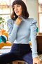 Women's Baby Blue Princess Sleeve Lycra Blouse BLZ-19001595 - 2