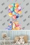 Colorful balloon bear and friends children's room - nursery - kindergarten door-wall adhesive sticker set