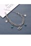 Stainless Steel . Stoned Evil Eye Layered Women's Bracelet Color: Silver - 3