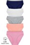 Women's 100% Cotton 5-Piece Ribbed Waist Bikini Panties Indigo, Dusty Rose, Grey, Kitten, White Bk2-a5 - 6