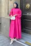 Balloon Sleeve Layered Summer Dress Fuchsia - 3