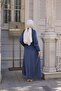 Women's Half Placket Buttoned Lace-Up Corduroy Hijab Dress - 7