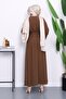Dark Mink Pleated Dress with Tie at the Waist - 4
