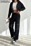 Soft Textured Premium Modal Fabric Set with Bottom Layer, Palazzo Top, Zippered Crop Sweatshirt Hoodie - 2