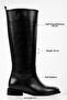 Women's Lace Black Leather Riding Boots - 6