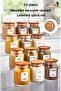 Set of 12 Glass Spice Jars with Bamboo Lids and Labels 290 ml