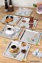 Coffee and Multi-Purpose Presentation Tray Square Set of 6 with Stainless Silver Butterfly Accessories