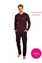 Men's Burgundy Plaid Pattern 3 Button Chest Pocket Cotton Thessaloniki Fabric Winter Long Sleeve Pocketed Pajama Set