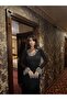 WOMEN'S LEOPARD-PRINT COLLAR AND SLEEVE MIDI BLACK DRESS - 3