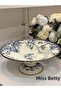 Blue Life Enameled Standing Fruit Bowl 30 cm