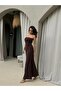 Strapless Neckline Jersey Maxi Dress Brown