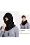 With Neck Collar Face Mask Lace up Closure Windproof Fleece Hat Winter Ski Snow Outdoor