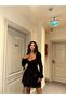 Women's Black Mini Lace Dress - 3