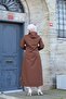 Brown Striped Women's Long Trench Coat with Front Pocket and Self-Lining Waterproof - 8
