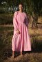 Ribbed Cotton Voile Pink Dress