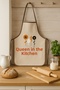 Queen Embroidered Linen Kitchen Apron Washable 1 Piece 50X70 cm Standard Size - 3