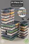 24 Piece Storage Container, Microwave Compatible Storage Container 2X2400Ml 4X1200Ml 6X1170Ml 12X600Ml Anthracite