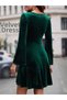 Women's V Neck Christmas Christmas Velvet Dress - 4