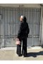 Women's Black Zippered Cardigan and Pants Knitwear Set - 5