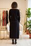 Long Sleeve Black Flower of Life Embroidered Cotton Combed Viscose Dress - 3