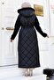Quilted Coat with Handle and Embroidery Detail Tsd240808 Black - 5