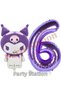 Sanrio Purple Kuromi Concept Foil Balloon and 6-Year-Old Purple Foil Number Balloon Set