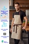 Cafe, Barista, Hairdresser, Bartender, Florist, Kitchen Aprons, Stain Resistant, Beige - 2