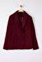 Bordo Regular Yünlü Oversize Kaşe Kısa Ceket Kaban TWOAW26DD00009 - 5
