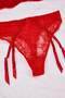 Red Lace Garter Lace-Like Knit Fixed Cup Underwear Set Thmss25Cc00025 - 6