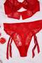 Red Lace Garter Lace-Like Knit Fixed Cup Underwear Set Thmss25Cc00025 - 7