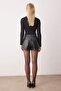 Black Faux Leather Extra Mini Shorts Tpraw26Sr00004 - 4