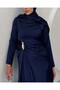 Draped Straight Satin Dress -Laci - 4