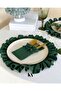 6-Piece Mossy Linen Ruffle Detailed American Tablecloth/ Napkin Green - 2