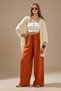 Women's Trousers Loose Fit Elastic Lace-Up Trousers Wide Leg Muslin Loose Trousers Tile - 2